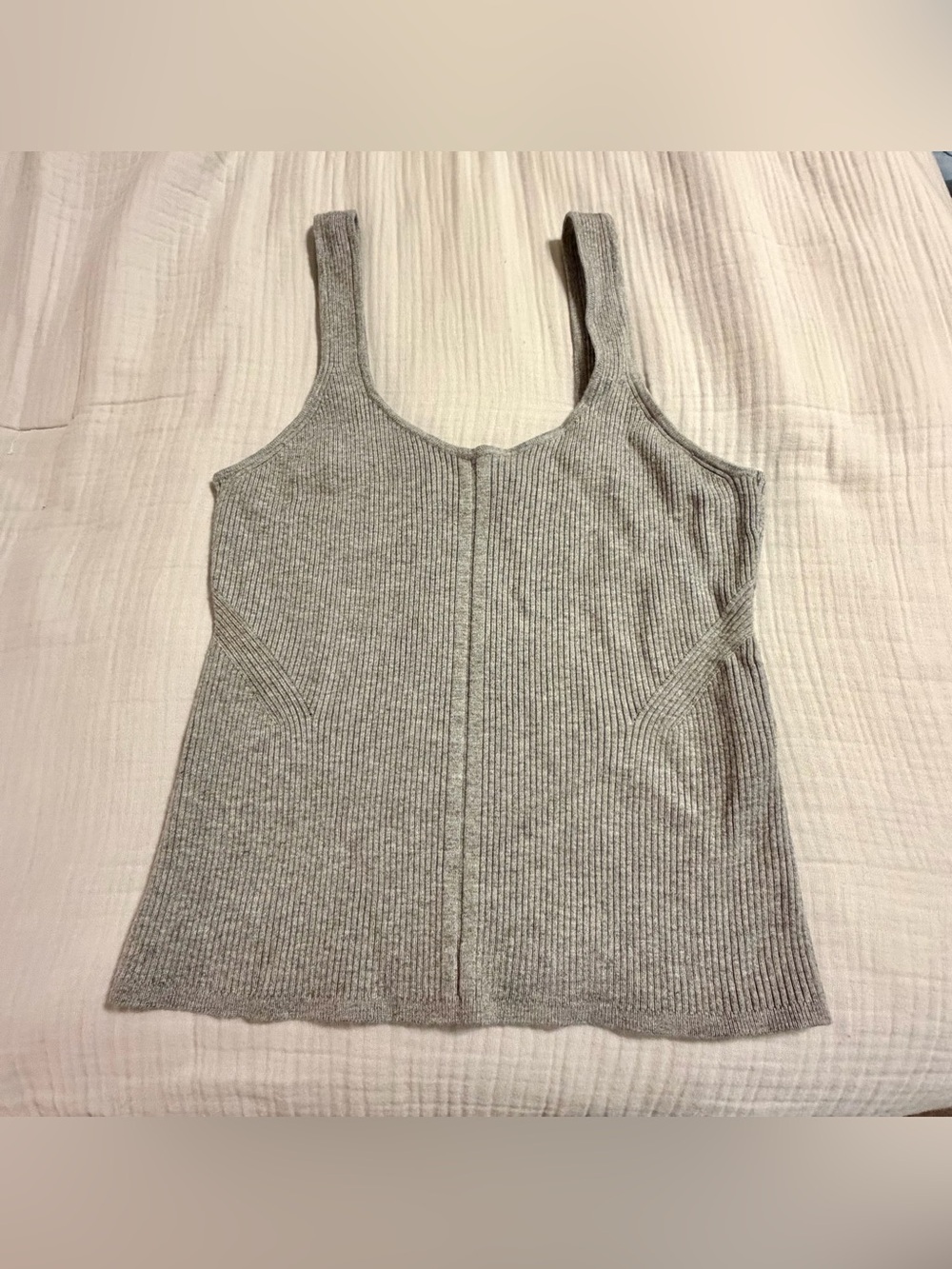 White House Black Market Gray Ribbed Knit Tank Sz XL NEW